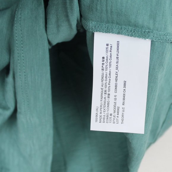 NWT Theory Slub Henley T-Shirt – Classic Casual Everyday Essential Top - Picture 9 of 9